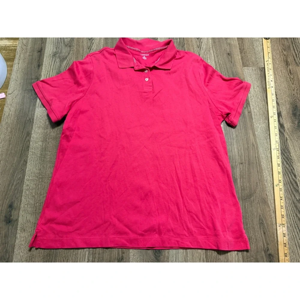 Lands End Polo Shirt Girls XL 18-20 Pink Youth Short Sleeve Cotton Excellent